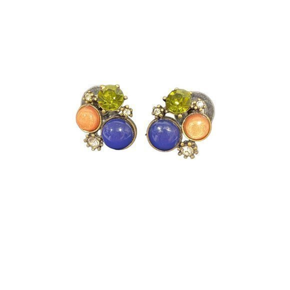 Cluster Bead and Rhinestone‎ Pierced Earrings